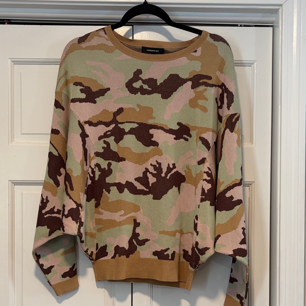Barbara Bui Camo Knit Sweater In Pink, Olive & Tan